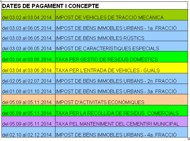 Calendari fiscal per al 2014