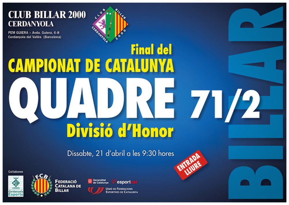 Cerdanyola acull la final del Campionat de Catalunya Quadre 71/2 de billar