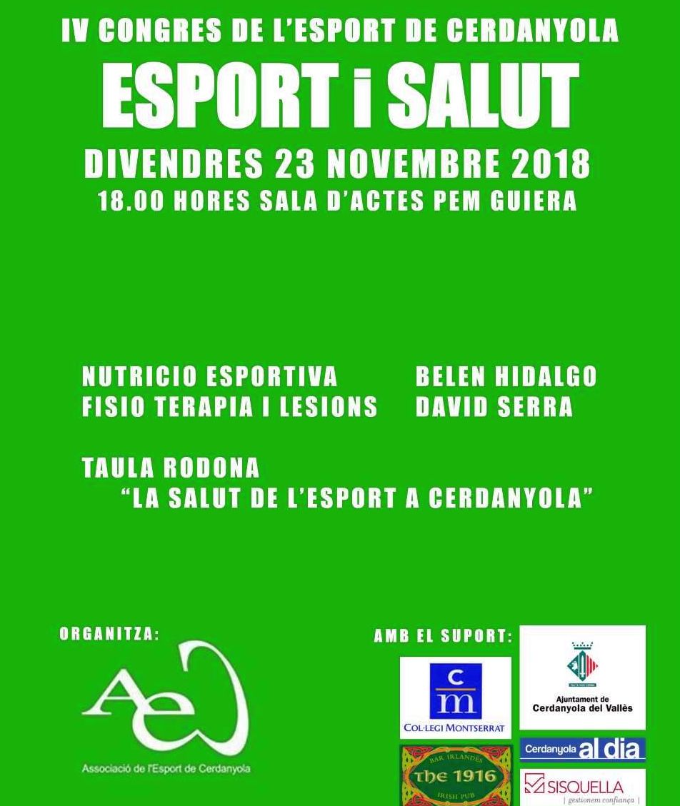 El Congrés de l'Esport parlarà de nutrició esportiva i recuperació de lesions