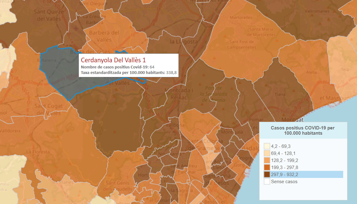 Cerdanyola té 153 casos positius de Covid-19