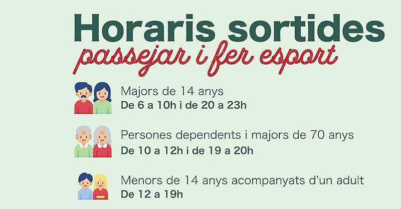 Horaris i mesures per sortir a passejar i fer esport