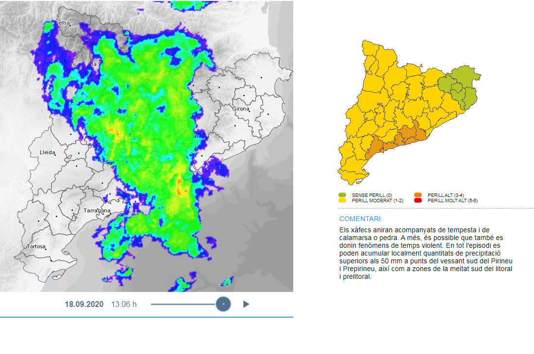 Protecció Civil de la Generalitat activa l'alerta del Pla Inuncat per la previsió de pluges intenses