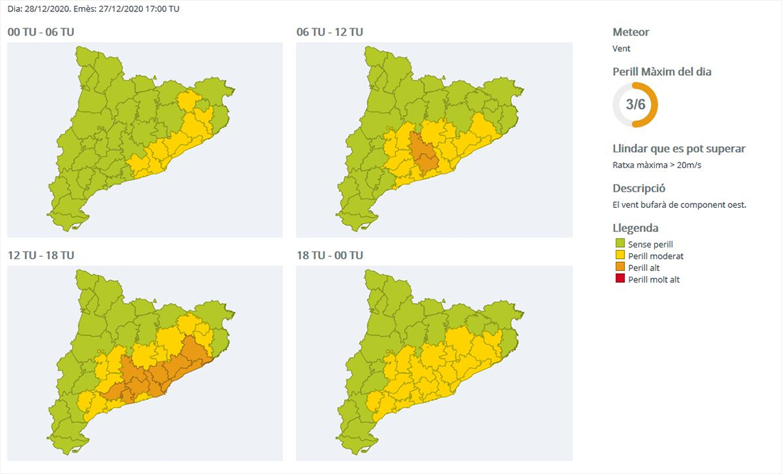 Protecció Civil activa l'alerta per vent