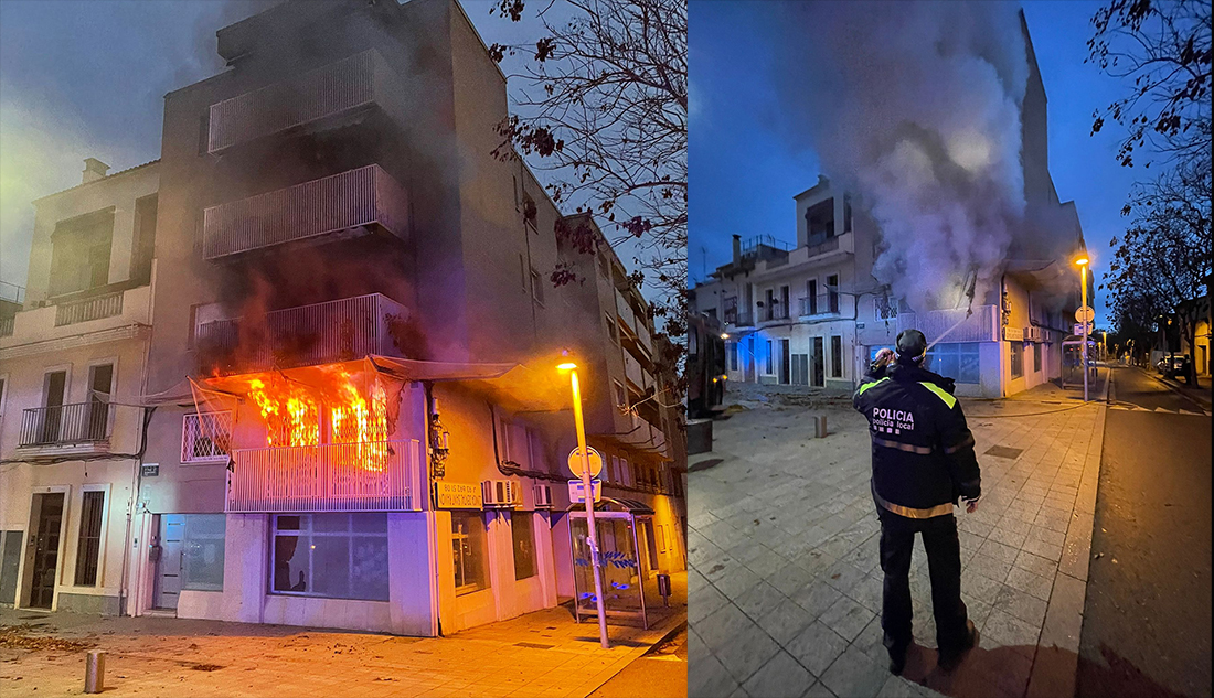 Incendi a un edifici de la plaça de Sant Ramon