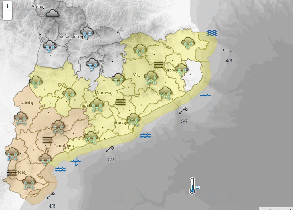 Protecció Civil de la Generalitat demana precaució davant la previsió de nevades generalitzades dissabte