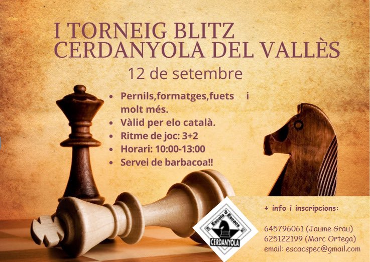 Primer Torneig d'escacs blitz a Cerdanyola