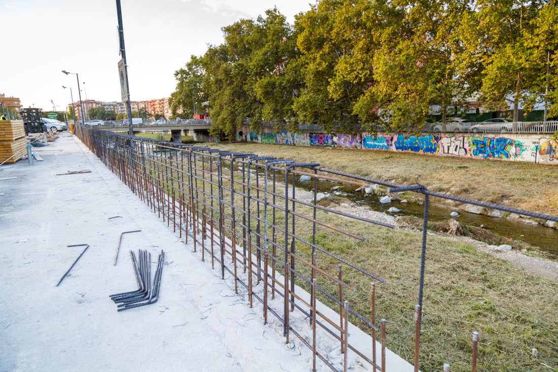 Obres de recreixement del mur del riu Sec a l’alçada de Les Fontetes