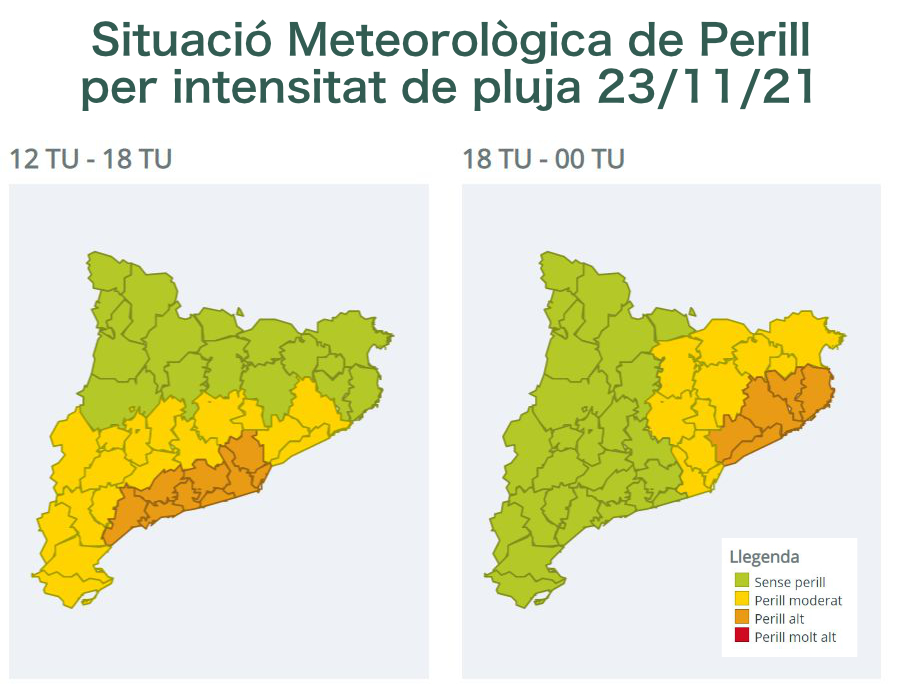 S'activa l'alerta per fortes pluges i vent les pròximes hores